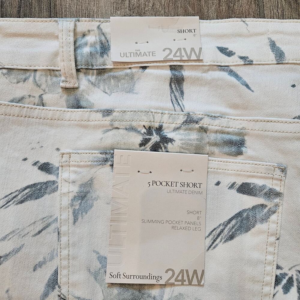 Soft Surroundings Shorts Womens 24W 5 Pocket Ultimate Denim Barely Blue Floral - Picture 8 of 12